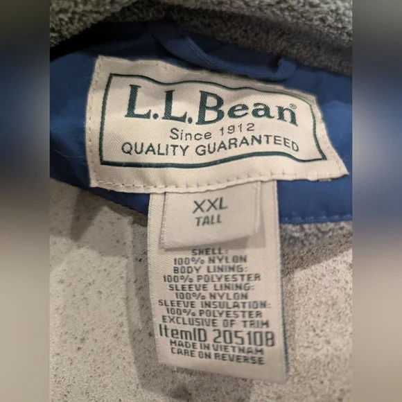LL Bean Warm Up Jacket Fleece Lined, Water & Wind Resistant. XXL Tall - Picture 15 of 17